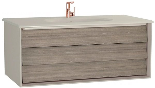 Vitra Frame Lavabo Dolabı,100cm,Beyaz Etajerli Lavabolu,Mat Soft Bej.